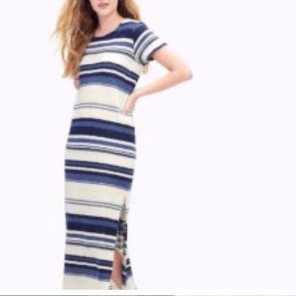 Splendid Striped Knit Maxi Dress in Navy & Cream Size Small Supima Cotton/Modal - Picture 1 of 7